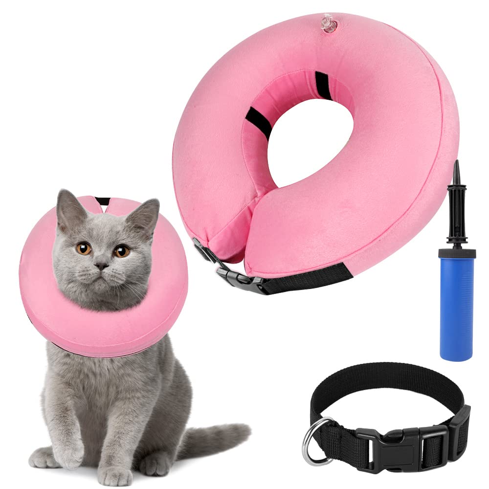 SlowTon Inflatable Dog Recovery Collars Cones, Soft Comfy Quick Release Donut Collar for After Surgery, Prevent Dogs from Touching Stitches Biting Licking Wound, Does Not Block Vision