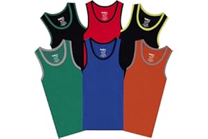 Buyless Fashion Boys Scoop Neck Tagless Undershirts Soft Cotton Tank Top (6 Pack)