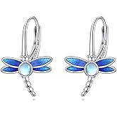 Butterfly/Dragonfly Earrings for Women Sterling Silver Butterfly/Dragonfly Jewelry Moonstone Hoop Earrings Gifts for Women