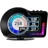 OBD2 Gauge Display, Car Speedometer Display | OBD2+GPS Dual Mode, Fit Gasoline Cars 2008-2025, 3.5" IPS Screen, Turbo Gauge, 6 Alerts, 8 Color Ambient Lights, 5 Themes