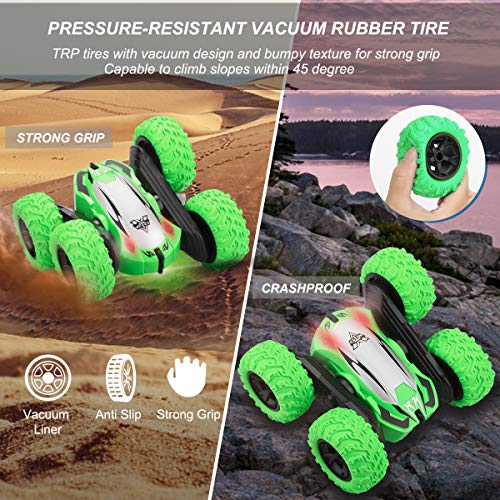 KToyoung RC Car Toys for Kids Adults, Remote Control Car with Double Sided Rotating Vehicles 360°Flips, RC Stunt Cars Toys with Dual-Color Headlights for Boys Girls Birthday Xmas Gifts