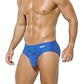 Arjen Kroos Men's Swim Briefs Sexy Bikini Solid Swimwear Swimsuit with Drawstring