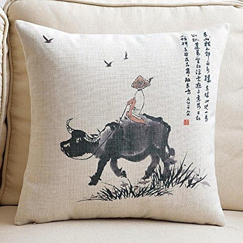 180g 45cm Thicker Cotton Linen Fabric Throw Pillow Chinese Style Cowboy Fashion 18 Inch Wedding Gift Square Pillowcase New Home Decorative Sofa Back Cushion Cover (7)
