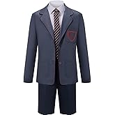 AwwwCos Women The Musical Cosplay Costume Gray School Uniform Full Suit Jacket Shorts Tie Halloween Party Outfit