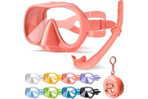 KLERICER NARUTOO Snorkel Set Adults, Fashionable Macaron Colors Frameless Snorkeling Mask, Ultra Wide View Anti-Fog Snorkel Mask Set, Portable Professional Diving Snorkeling Set