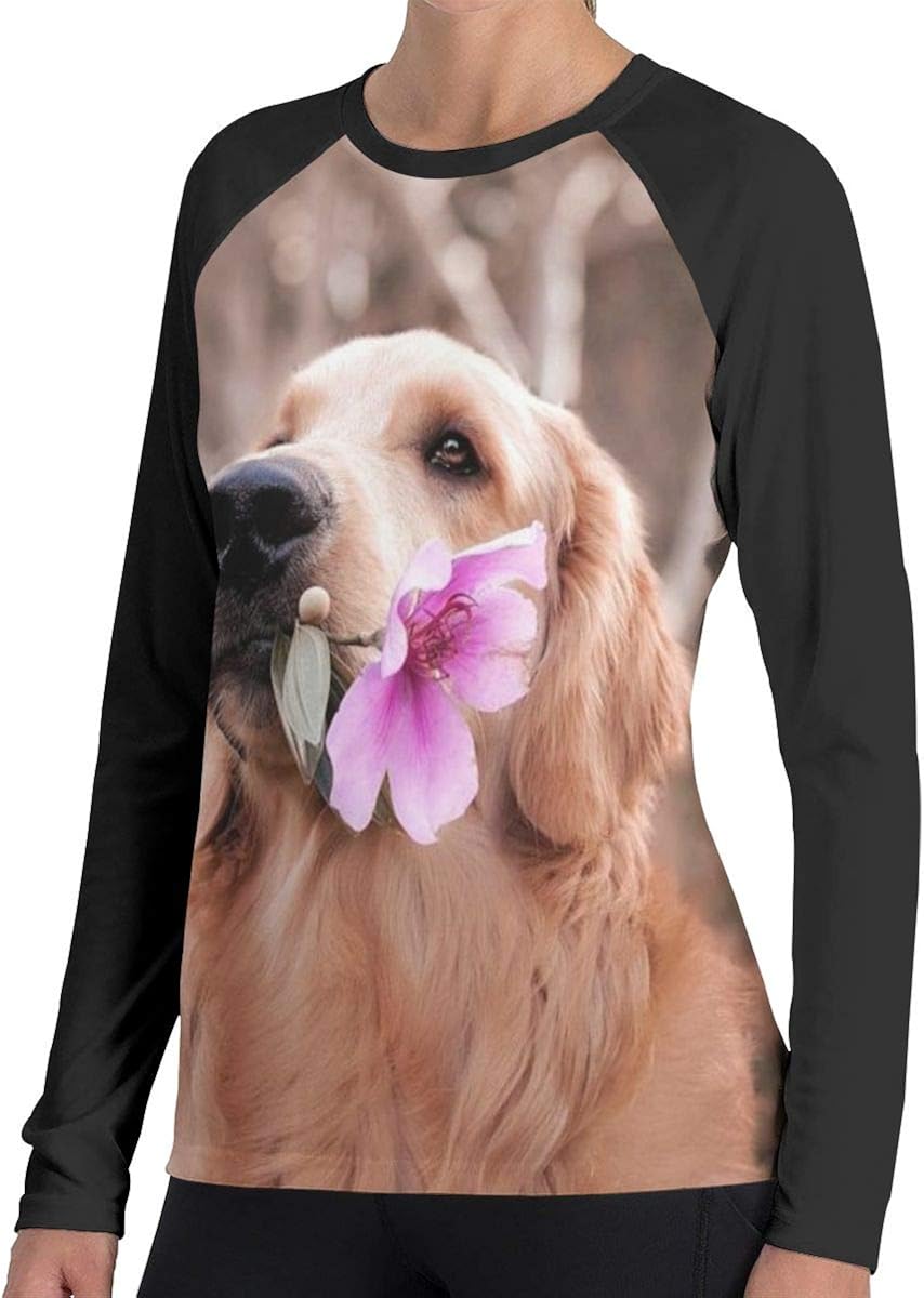 Womens TShirt Golden Retriever Dog Long SleeveTee Comfortable Women's