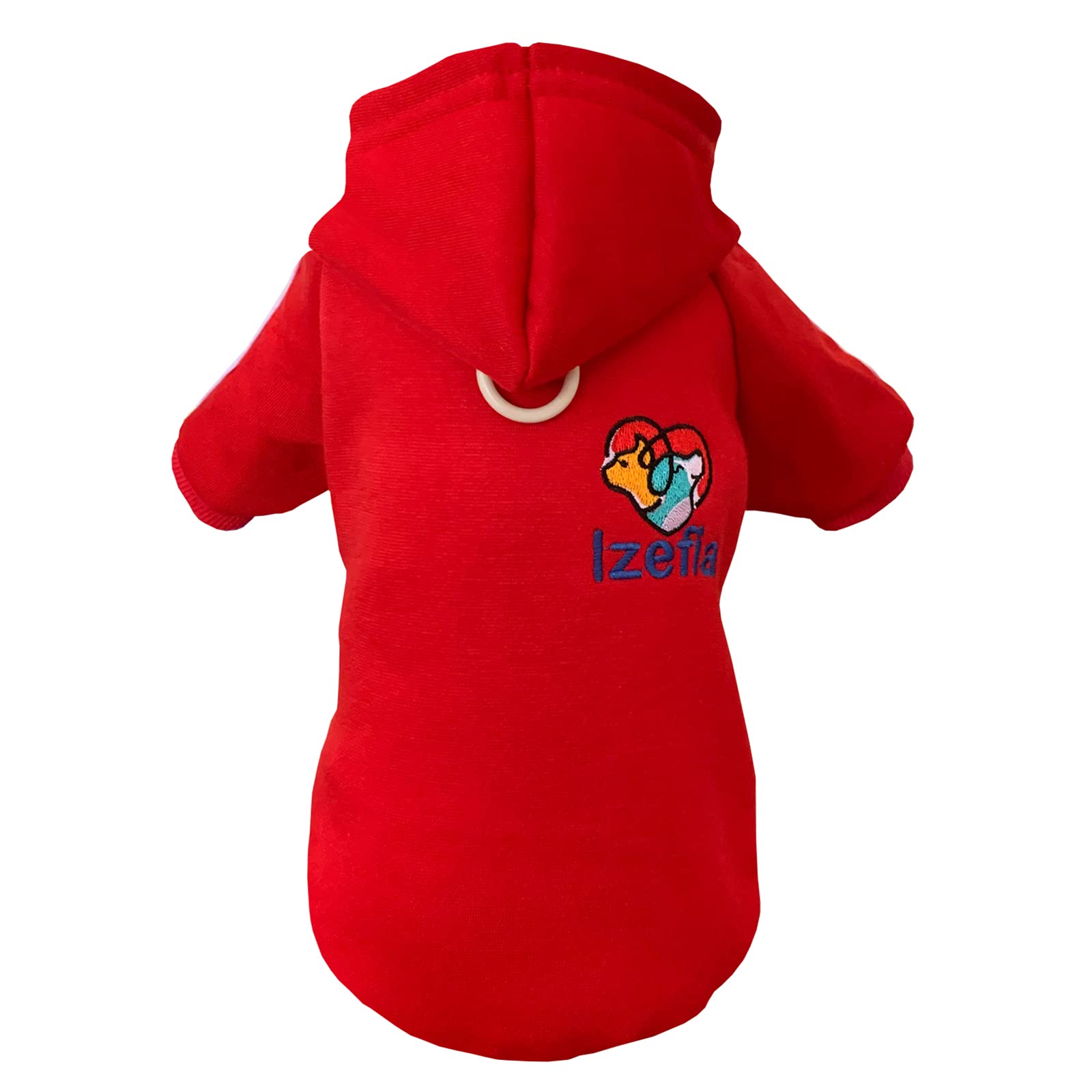 Izefia Red Dog Hoodie for Small Dog Puppy Cat - Medium (M) - Winter Warm Cotton Loop Basic Dog Sweater