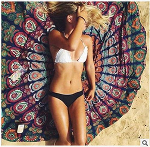 Indian Mandala Round Beach Scarf Tapestry Hippy Boho Gypsy Cotton Tablecloth Beach Towel Round Yoga Mat Women Swimming Sunbath Blanket (6-pic)