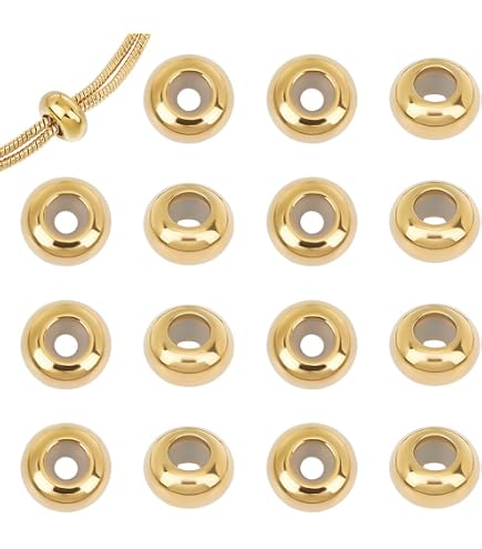 PATIKIL 20Pcs 4mm Positioning Spacer Beads – 18K Gold Plated Brass With Silicone Insert For Bracelet & Necklace Making - View #3