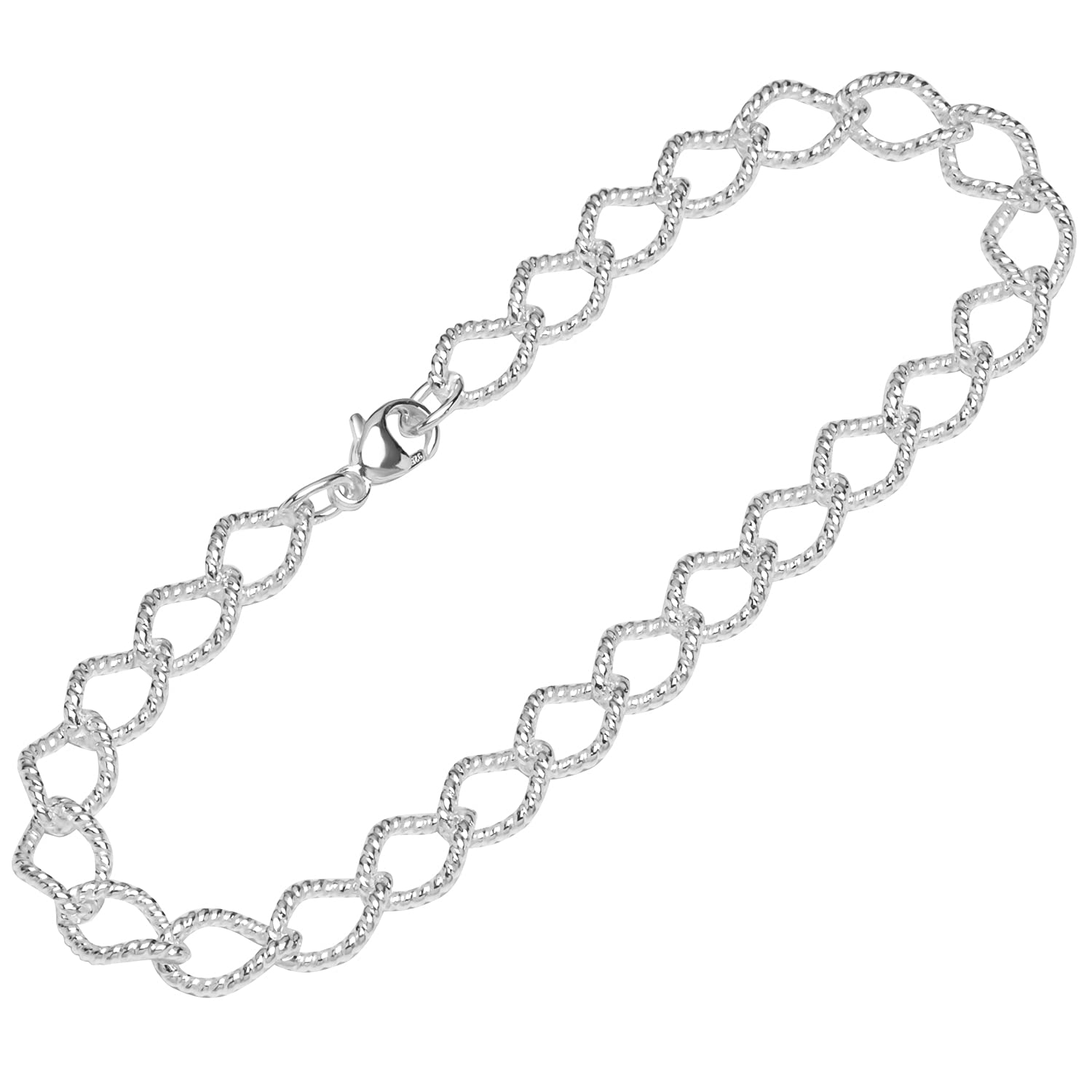 NKlaus bracelet 925 Sterling Silver 18,5cm curb chain ladies designer bracelet chain 12749