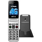 artfone G3 Flip Phone Unlocked for Seniors, 4G Volte Basic Phone, 2.4" Screen, SOS Button, Speed Dial, Hans-Free, Big Buttons, Bluetooth, Camera, FM Radio, Charging Dock, Voice Time, Dumb Phone, Gray