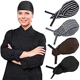 4 Pack Adjustable Tie Back Chef Cap - Breathable Cooking Kitchen Hat for Women & Men