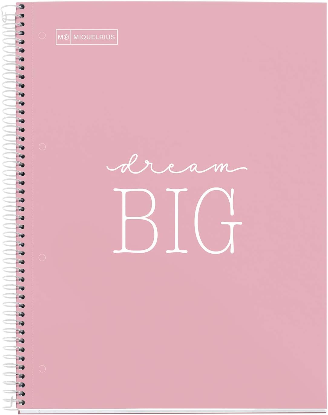 Miquelrius, Notebook Messages, 1 Colour Strip, 80 5 mm Squared Sheets, 90 g Paper, 4 Drills, Hard Cardboard Cover, Pink