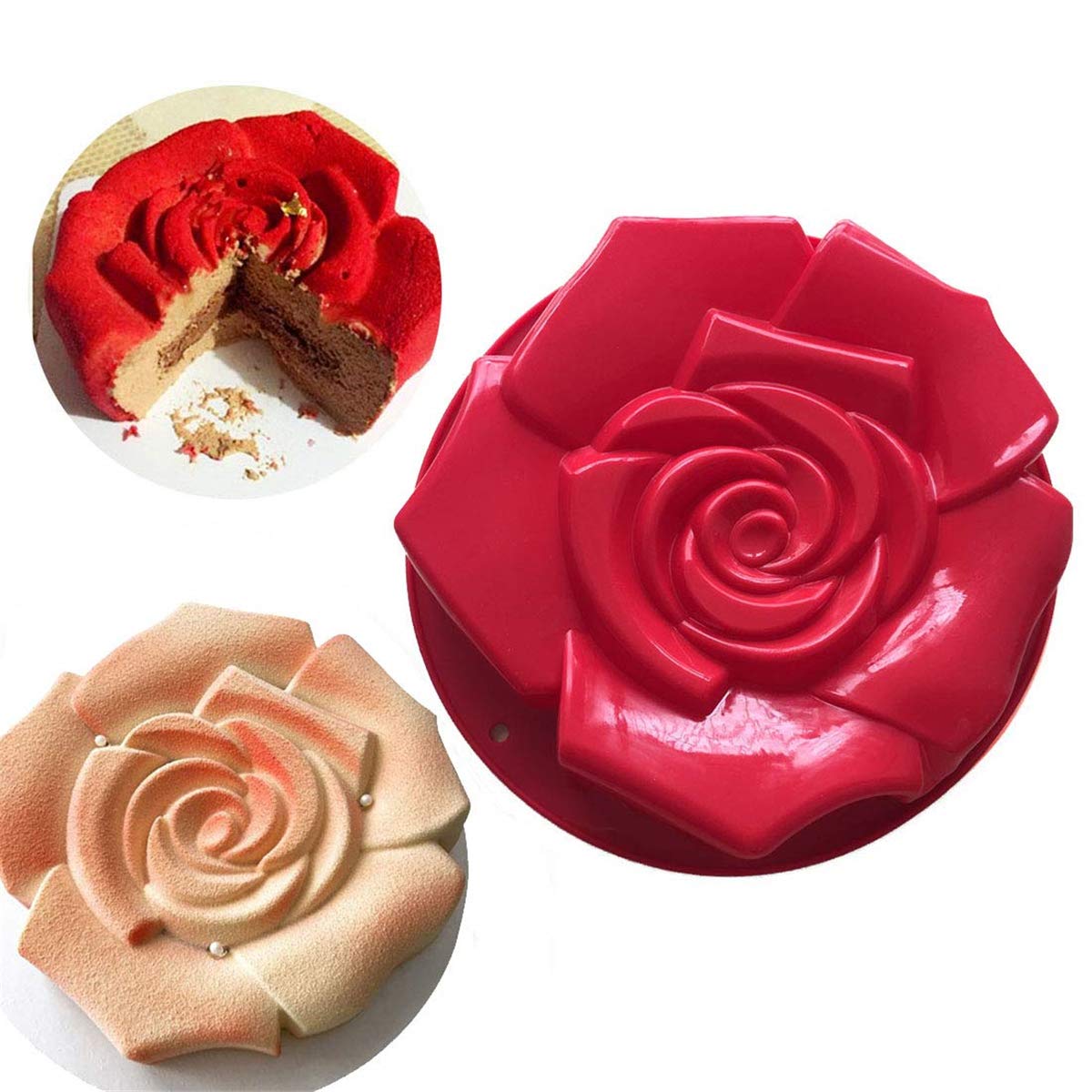 FantasyDay 11" Rose Flower Birthday Cake Mold - Silicone Baking Pan/Mould for Anniversary, Loaf, Muffin, Brownie, Cheesecake, Tart, Pie, Flan, Bread