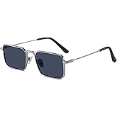 Fayoh Naomi Rectangular Sunglasses Classic Retro Metal Frame Small Size UV400 UV Protection For Men And Women