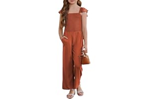 DOKOTOO KIDS Girls Romper Summer Ruffle Sleeveless Wide Leg Jumpsuit 6-15 Years