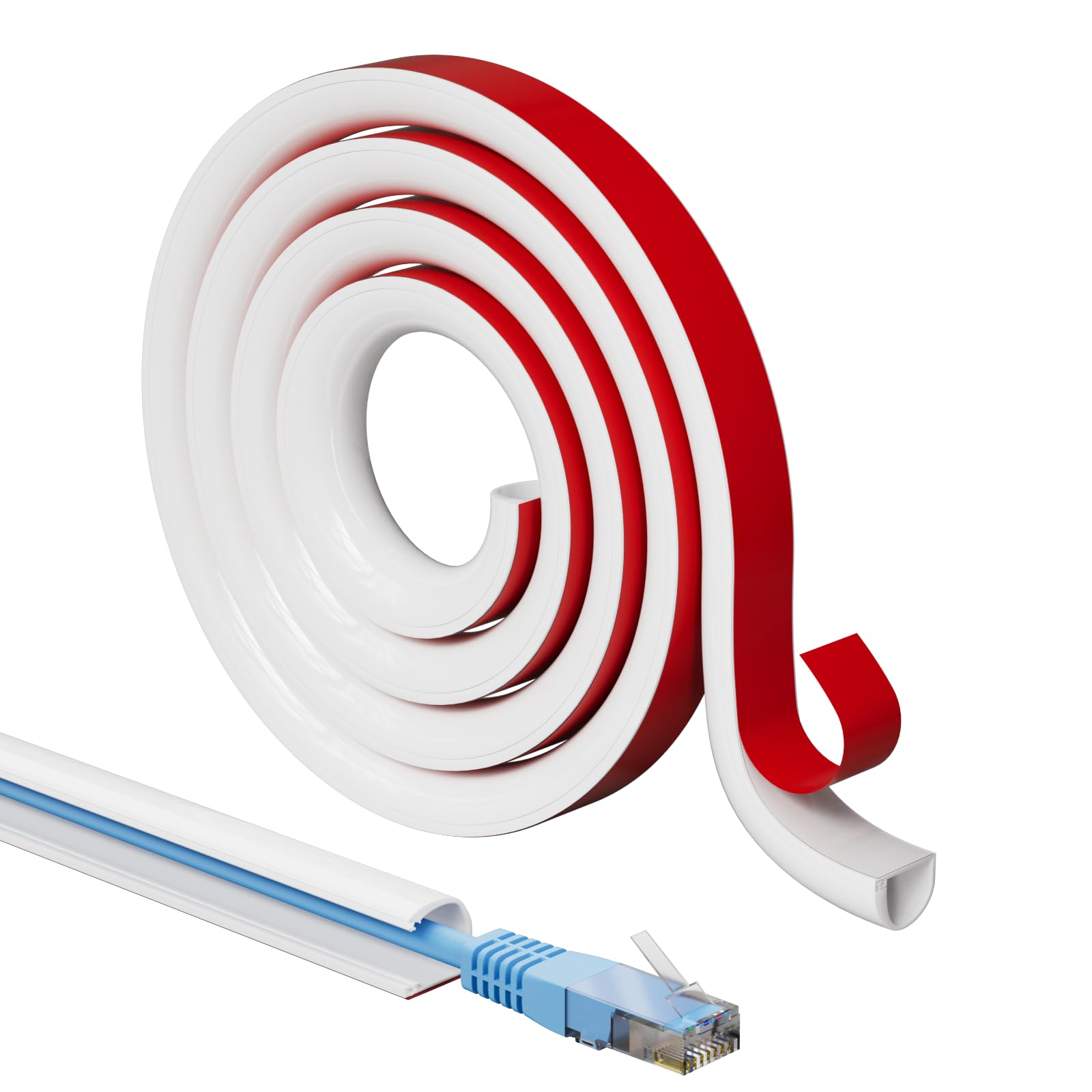 2M White Silicone Cable Trunking, Cable Tidy Hider for 1 Cords,Extension Cord Covers for Wires on Wall,Soft Cord Hider for Wall Mount TV,Cable Management under Desk,Cable Raceway Home & Office Trim