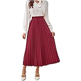 SweatyRocks Women's Casual Solid Longline Pleated Long Skirt