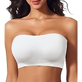 HEPOE Strapless Bras for Women, Seamless Non-Padded Bandeau Bra, Wireless Push Up Tube Top Bralette