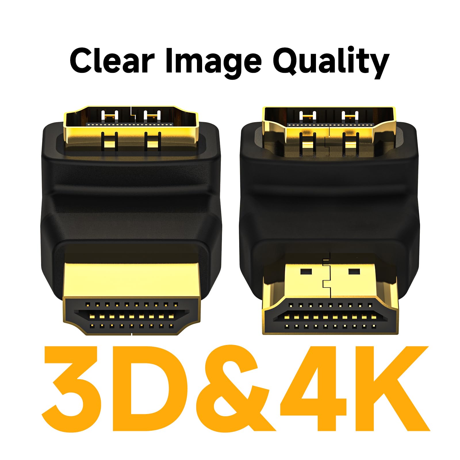 VCE HDMI 90 and 270 Degree Adapter 6-Pack, Right Angle HDMI Adapter Male to Female L-Shape Connector with 4K@60Hz, 3D for TV Stick, HDTV, PC
