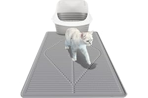 Mofason Cat Litter Mat XXL - Waterproof Kitty Litter Box mat for Floor - Extra Large Pet Trapping Litter Rug Pad - Silicone Cat Supplies & Accessories for Indoor Cats (38" x 25") -Grey