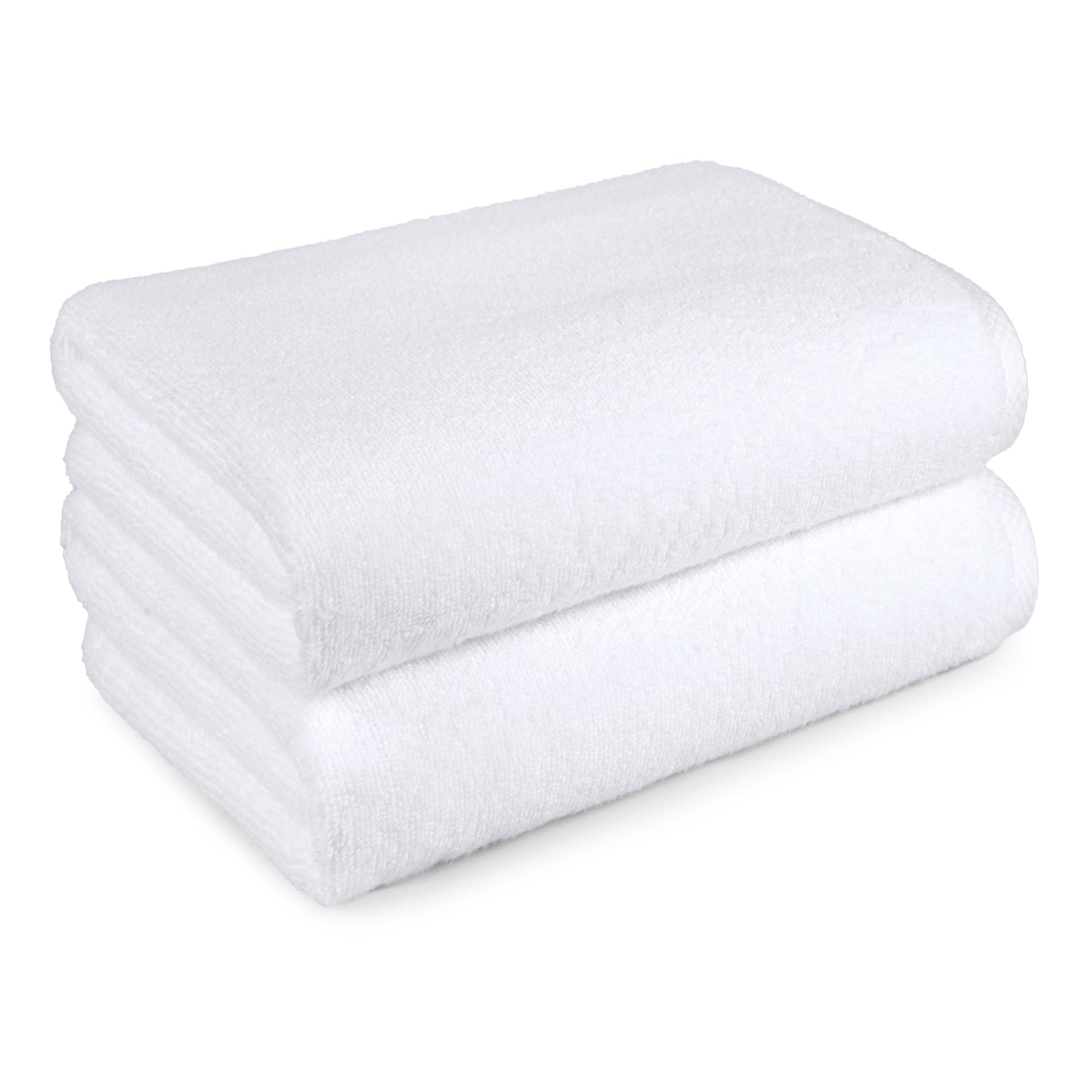 Photo 1 of Amazon Basics 2 Piece Quick-Dry Oversize Bath Towel, 100% Cotton, White, 62" x 30"