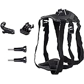 Dog Harness Mount for Gopro, Soft and Adjustable Dog Harness Vest with 2 Mouting Base Pet Chest and Back Fixation for Gopro H