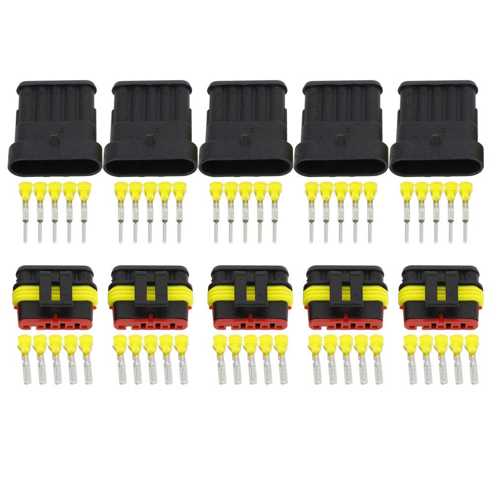 CNLW 5 Sets 5 Pin AMP Superseal 1.5mm Series Connectors DJ7051-1.5-11/21 Waterproof Electrical Wire Connector,Xenon lamp connector Automobile Connectors
