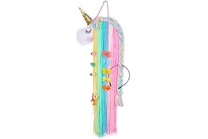 Beinou Unicorn Hair Clips Holder Rainbow Yarn Tassels Hair Bows Storage Organizer Unicorn Theme Party Decorations