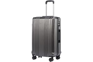 Coolife Luggage PC+ABS Hardshell Suitcase with TSA Lock, Spinner Carry On Lightweight (grey, S(20in_carry on))