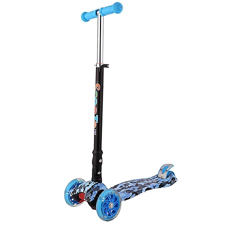 WeSkate Kinder Scooter Kinderroller höhenverstellbarer und Abnehmbarer Lenker Tret-Roller mit 4-PU blinkenden LED Rollen Graf