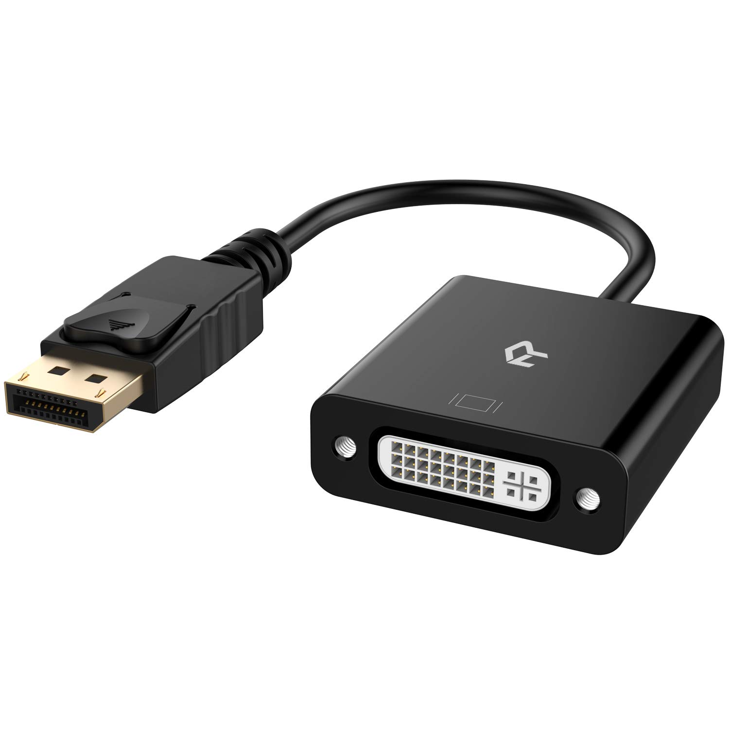 Rankie DP to DVI Adapter, Gold Plated DisplayPort to DVI Male to Female Converter (Black)