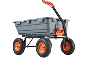 Garden Dump Carts, Heavy Duty Yard Cart, 800 Pound Capacity, 10 Inch Tires with Steel Frame for 180°Quick Release Dumping, Pe