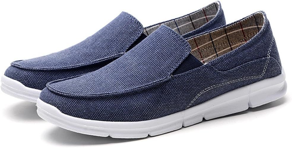 Amazon Konhill スリッポン デッキシューズ メンズ キャンバス ローファー カジュアルシューズ 紳士靴 幅広 3e ローファー スリッポン