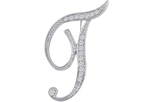 LiaSun A-Z 26 Letters Pins Brooches Silver Plated Metal Broaches Pins-Clear Crystal Initial Breastpin