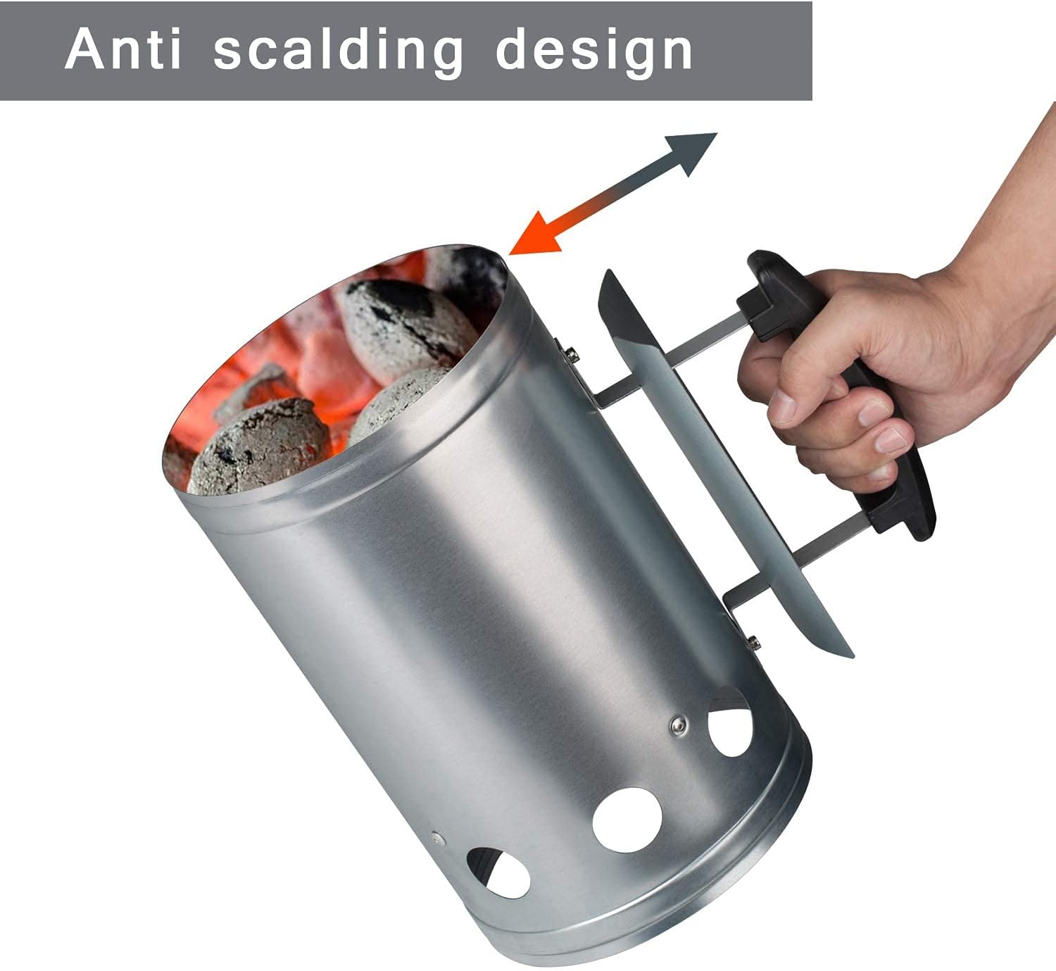 Sougem Charcoal Starter 11" X 7" Charcoal Chimney Starter Steel Barbecue BBQ Briquette Starters for Outdoor Cooking Grilling Camping Accessories : Garden & Outdoor