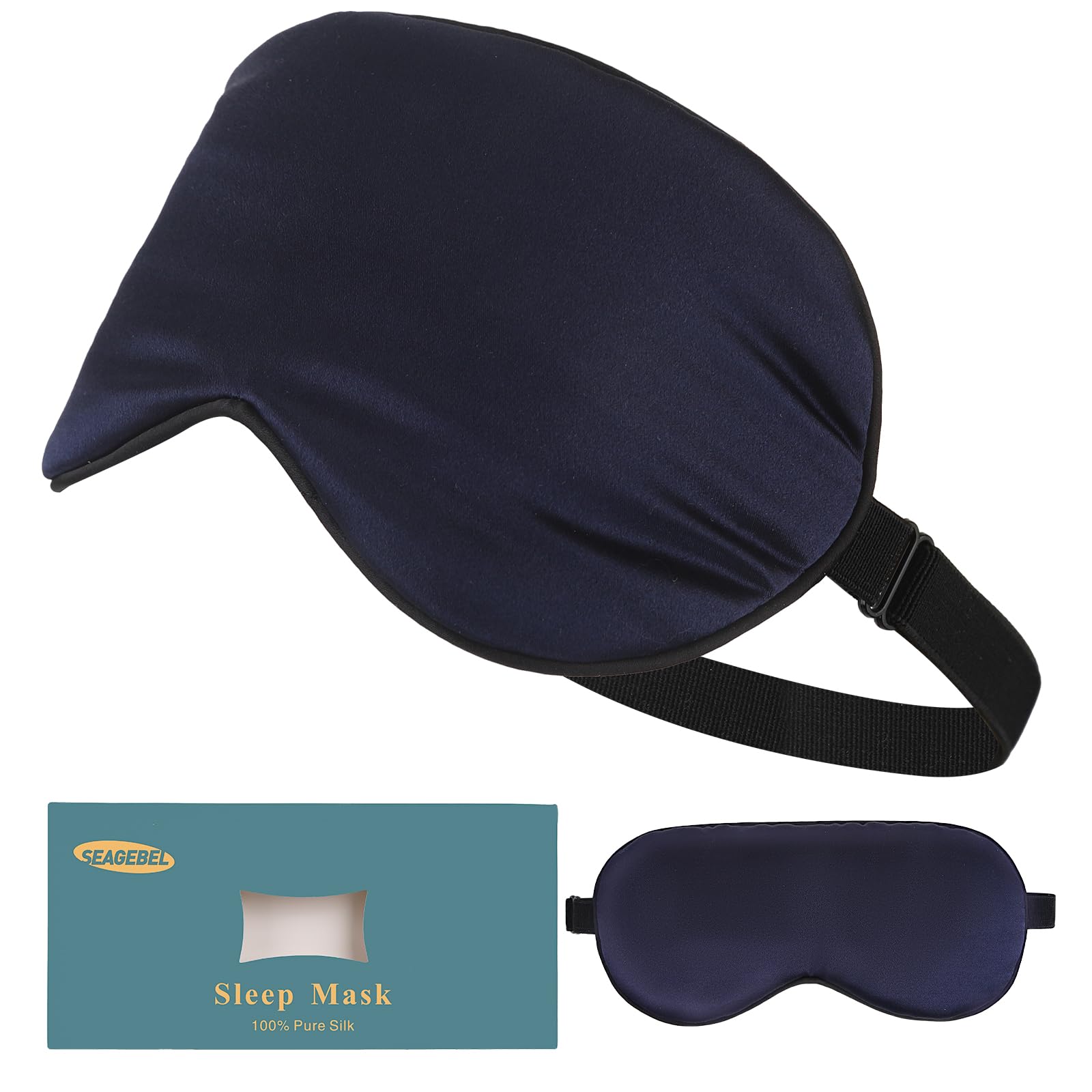 Photo 1 of 100% Pure Mulberry Silk Sleep Mask, 22 Momme 6A Soft & Smooth Fibers, Breathable Eye Mask for Women & Men, Better Light Blocking Sleeping Mask, Adjustable Blindfold, Traveling Gift