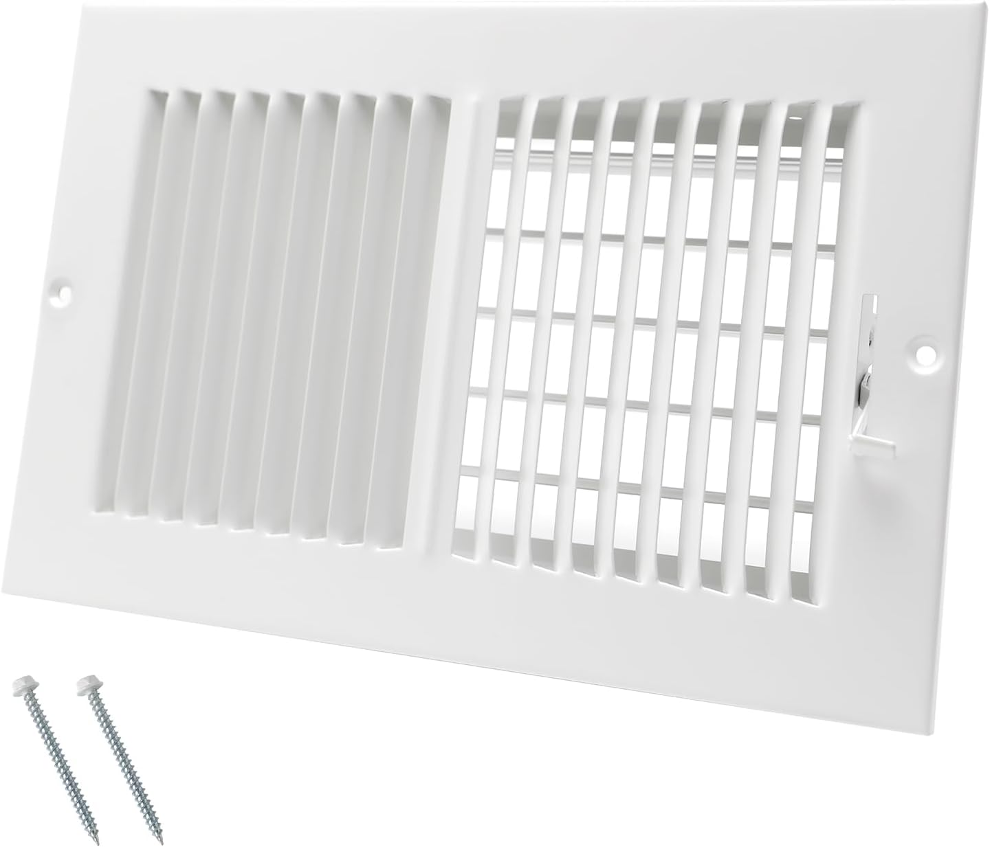 Registers, Grilles & Vents - Howeall 10 x 6 Inch [Duct Opening Size] Air Vent Covers for Wall or Ceiling - High Airflow 2 Way Steel Ventilation Register - Adjustable Air Supply Diffuser, White