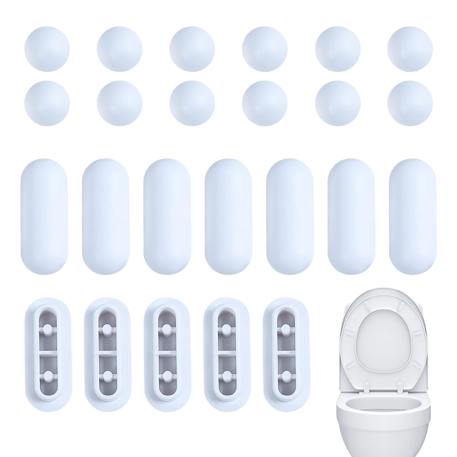 24 Pieces Toilet Seat Bumpers, Toilet Stops Bumpers, Transparent Toilet Lid Stoppers, Toilet Replacement Damper, for Family Hotels (White)