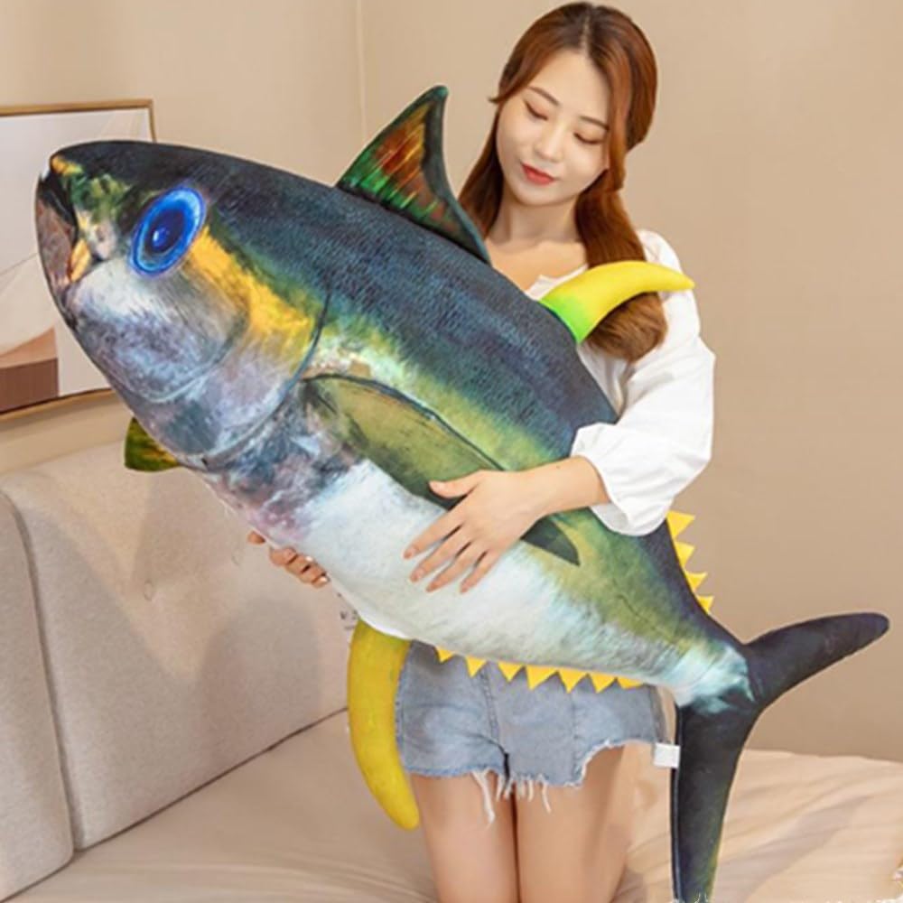 OUKEYI Soft Fish Cushion Pillow, Tuna Plush Stuffed Toy Throw Pillow for Home Decoration Gift Kids Pillow Stuffed Animal Toy (23.6inch/ 60cm)