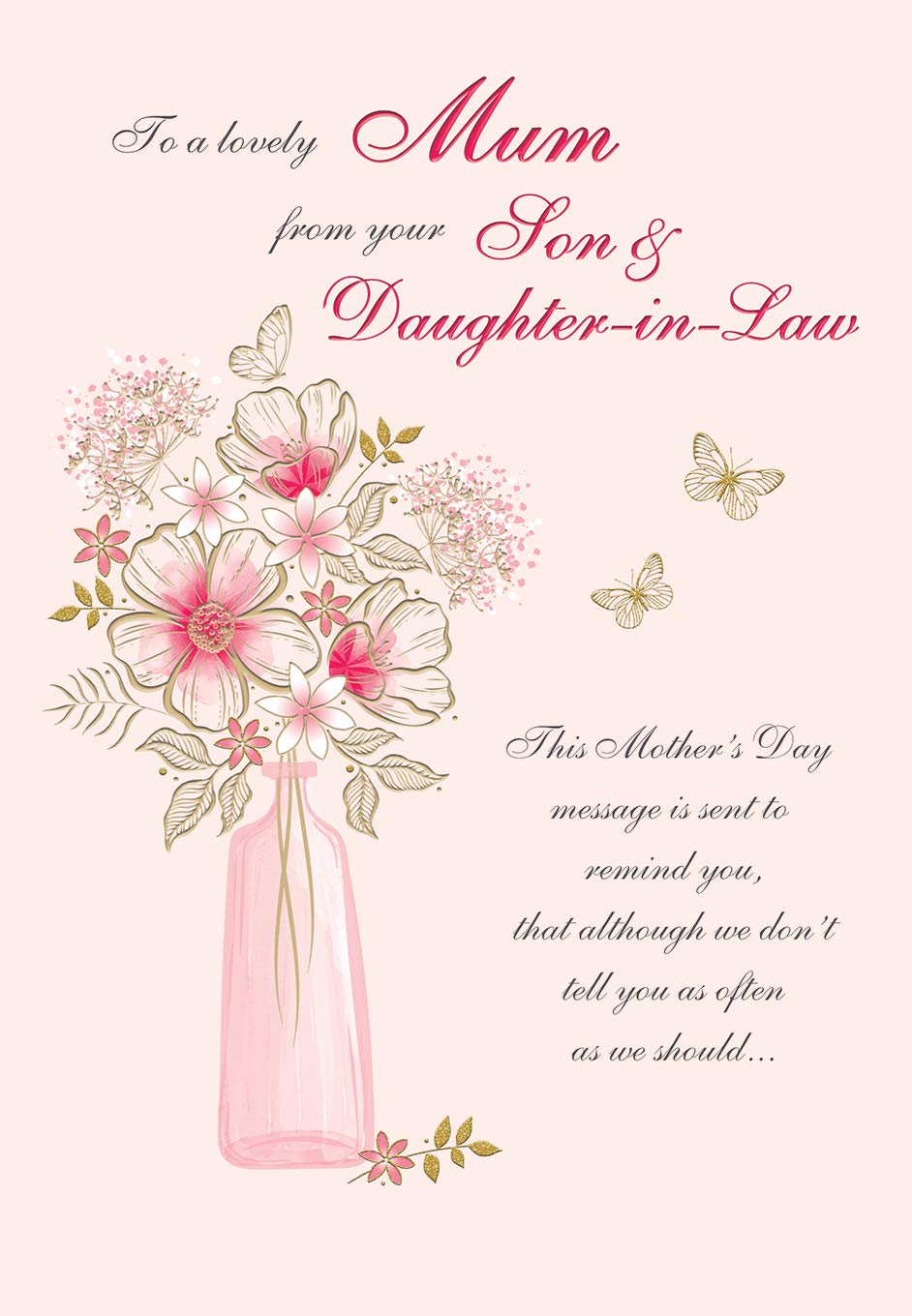 Regal Publishing Classic Mother's Day Card Mum from Son & Daughter in Law - 9 x 6 inches