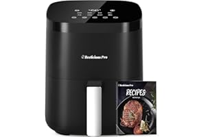BEELICIOUS PRO Air Fryer, Beelicious 8-in-1 Smart Compact 4QT Air Fryers, Shake Reminder, 450°F Digital Airfryer with Flavor-Lock Tech, Tempered Glass Display, Dishwasher-Safe & Nonstick, Fit for 1-3 People, Black