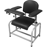 Helsevesen Padded Blood Draw Phlebotomy Chair Adjustable Height Black | 2-Inch Thick Soft Cushion, Flip Armrest, Easy Clean Surface, Durable Frame, Ideal for Lab Phlebotomy &amp; Blood Drawing Use