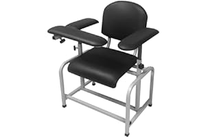 Helsevesen Blood Drawing Phlebotomy Chair, Comfortable Padded Lab Draw Chair with Adjustable Armrest (Black)