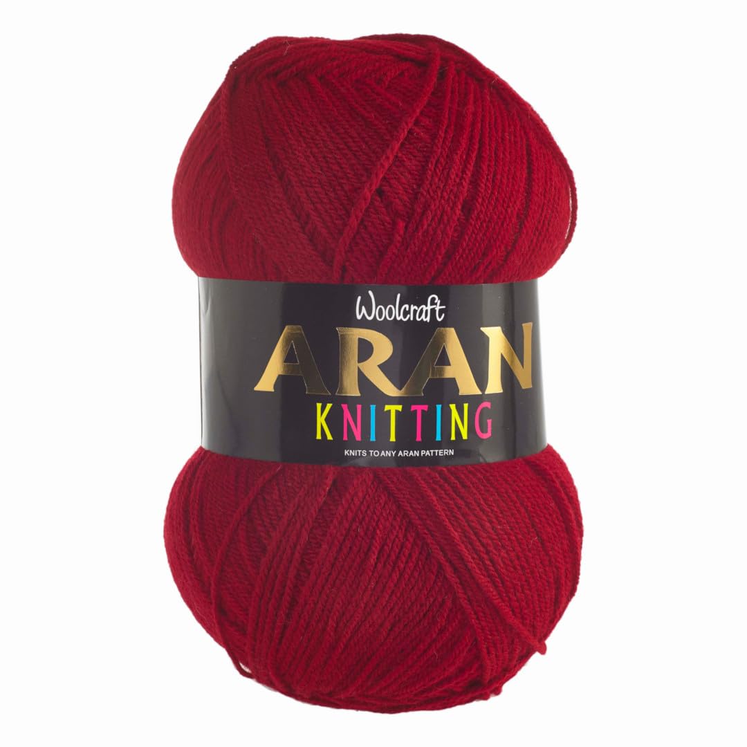 Aran 400g with Wool,Woolcraft Yarn, 30 Colour's (Cardinal 893)
