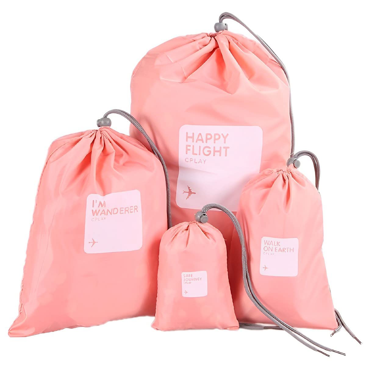 SamHeng Drawstring Waterproof Bags, 4 in 1 Nylon Folding String Sport Backpack, Portable Travel Storage Bags Clothing Shoes Organiser Dirty Sack Bag for Sports School Beach Holidays Swimming Travel