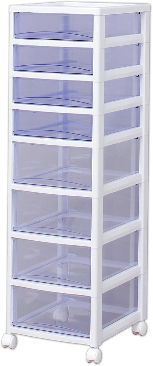Amazon Co Jp アイリスオーヤマ チェスト スーパークリア 8段 日本製 幅32 奥行39 高さ108 4cm ホワイト クリアブルー 白 プラスチック Sce 440 ホーム キッチン