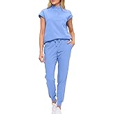 Monarch Uniforms Womens Jogger Scrub Set with Oversized Scrub Top with Mandarin Collar. Supreme Comfort Scrub Set for Women