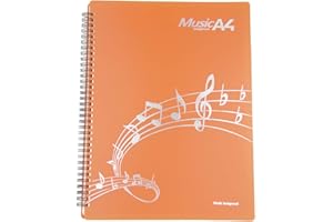 Sheet Music Folder, Band Folder, Writable Sheet Folder for Musicians, Spiral-Bound A4 Size 20 Sleeves, 40 Pages (Orange)