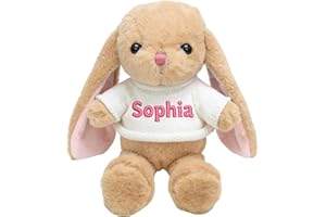 OELTTG Personalized Bunny - 12'' Custom Embroidered Name with 9 Outfit Colors, Unique Easter Gift, Easter Basket Stuffers